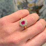 Vintage, ruby & diamond cluster ring
