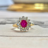 Vintage, ruby & diamond cluster ring