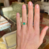 Antique, Victorian emerald & diamond three-stone ring