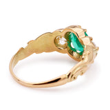 Antique, Victorian emerald & diamond three-stone ring