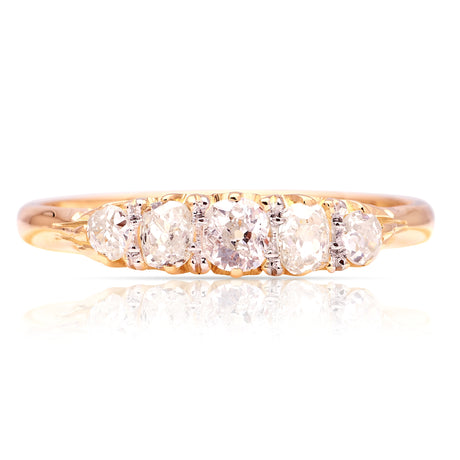 Antique, Edwardian diamond five-stone ring