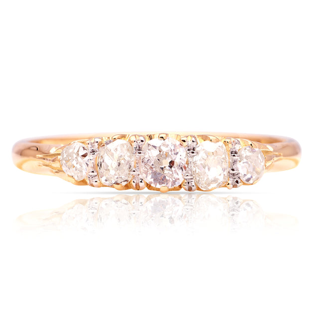 Antique, Edwardian diamond five-stone ring