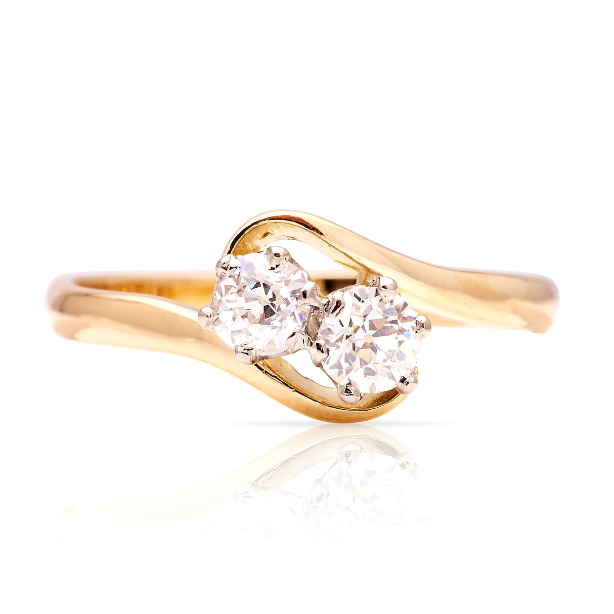 Antique, Edwardian, old-cut diamond toi et moi twist ring