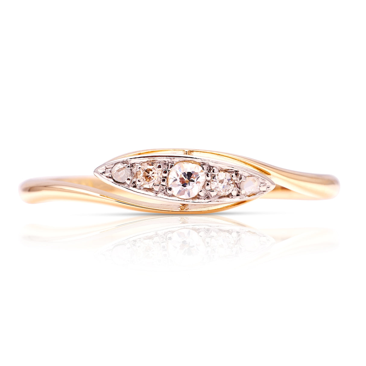 Vintage, 1940s diamond five-stone ring