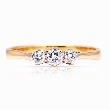 Vintage, 1990s three-stone diamond ring