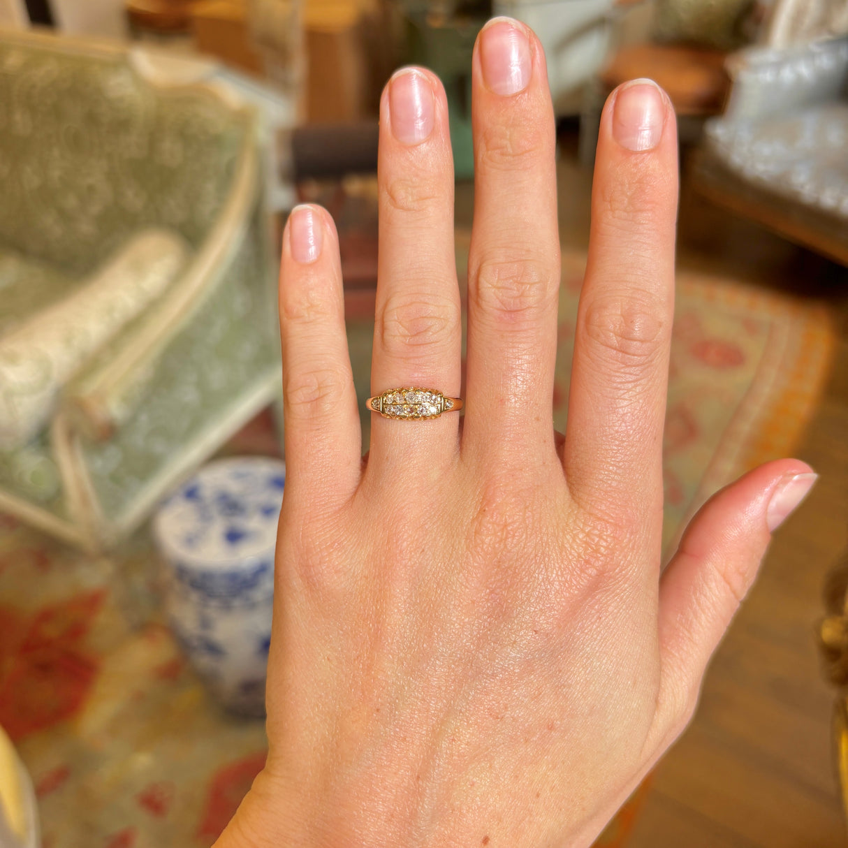 Antique, Edwardian diamond half-hoop ring