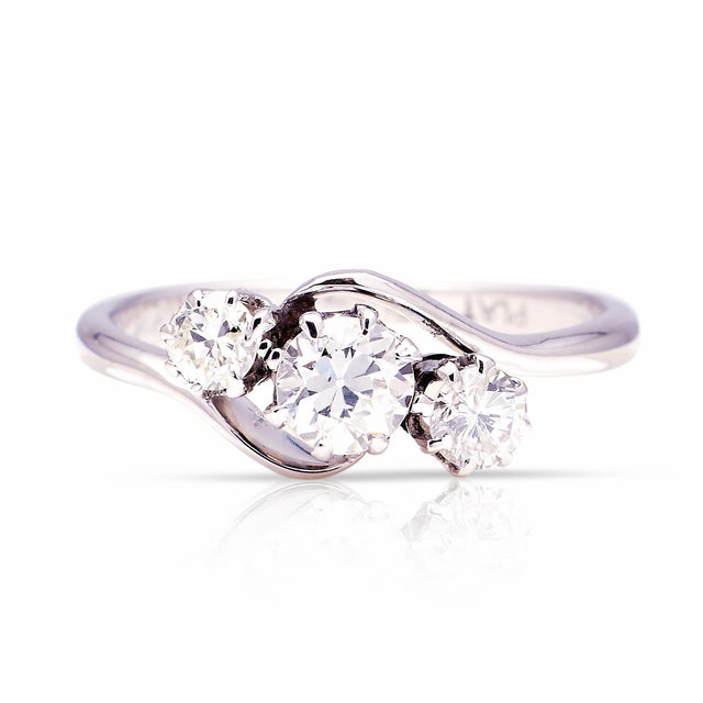 Vintage, Art Deco three-stone diamond twist ring