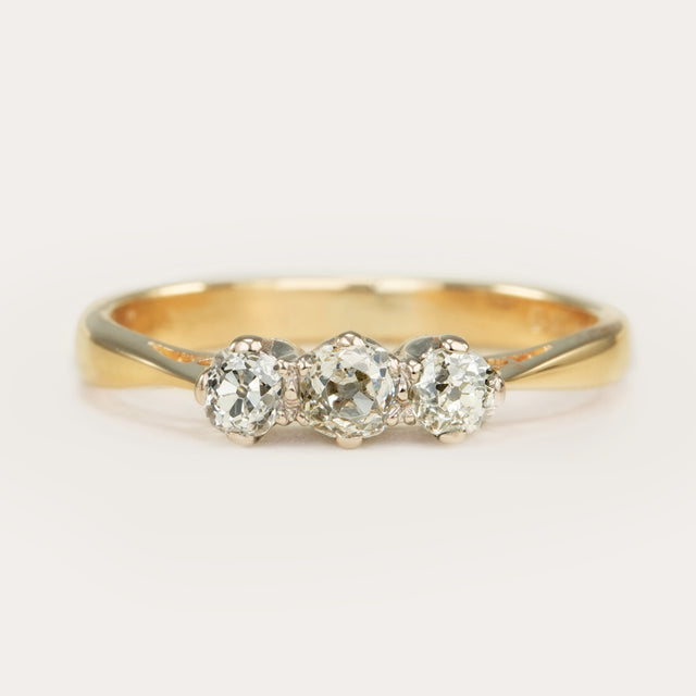Vintage, Art Deco three-stone diamond ring