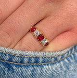 Antique, Victorian ruby & diamond five-stone ring