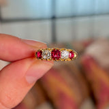 Antique, Victorian ruby & diamond five-stone ring