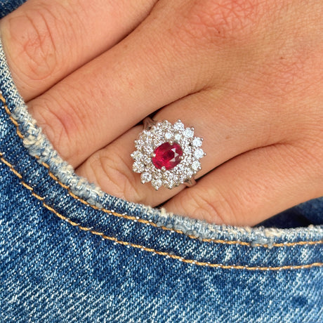 Vintage, 1950s ruby & diamond cocktail ring