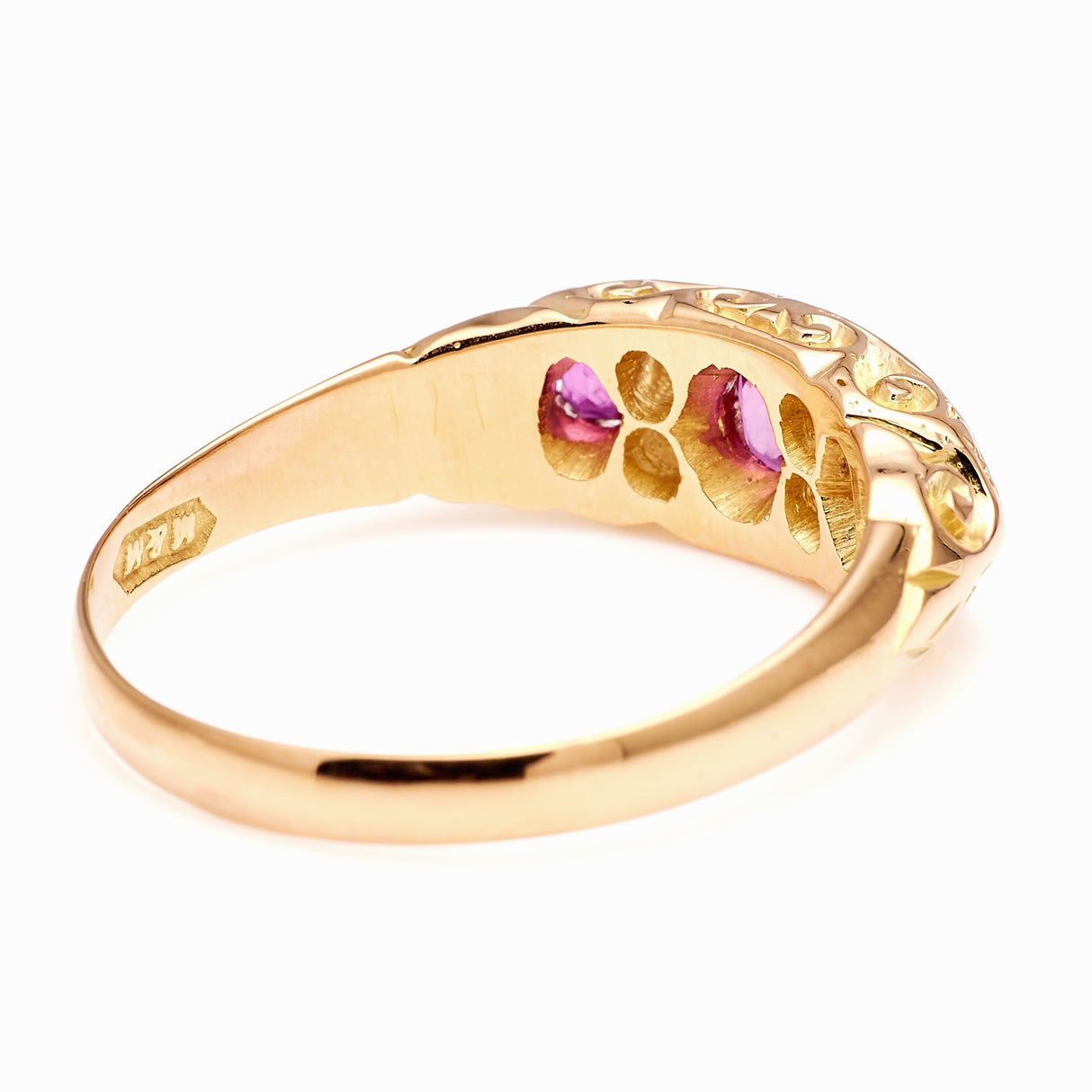 Antique, Edwardian ruby & diamond three-stone ring