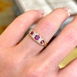 Antique, Edwardian ruby & diamond three-stone ring