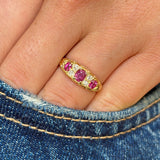 Antique, Edwardian ruby & diamond three-stone ring