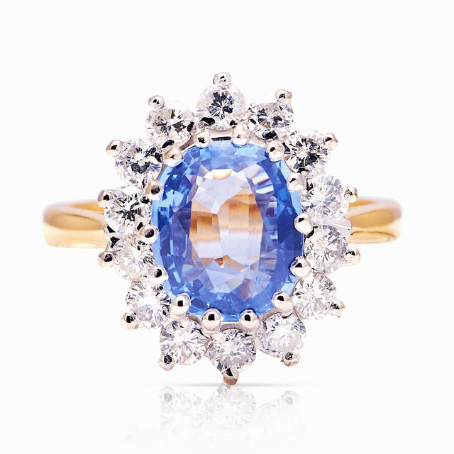 Vintage, 1980s sapphire & diamond cluster ring