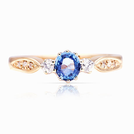 Vintage, 1990s sapphire & diamond three-stone ring