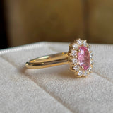 Pink Sapphire and Diamond Cluster Engagement Ring