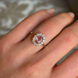 Pink Sapphire and Diamond Cluster Engagement Ring