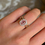 Pink Sapphire and Diamond Cluster Engagement Ring