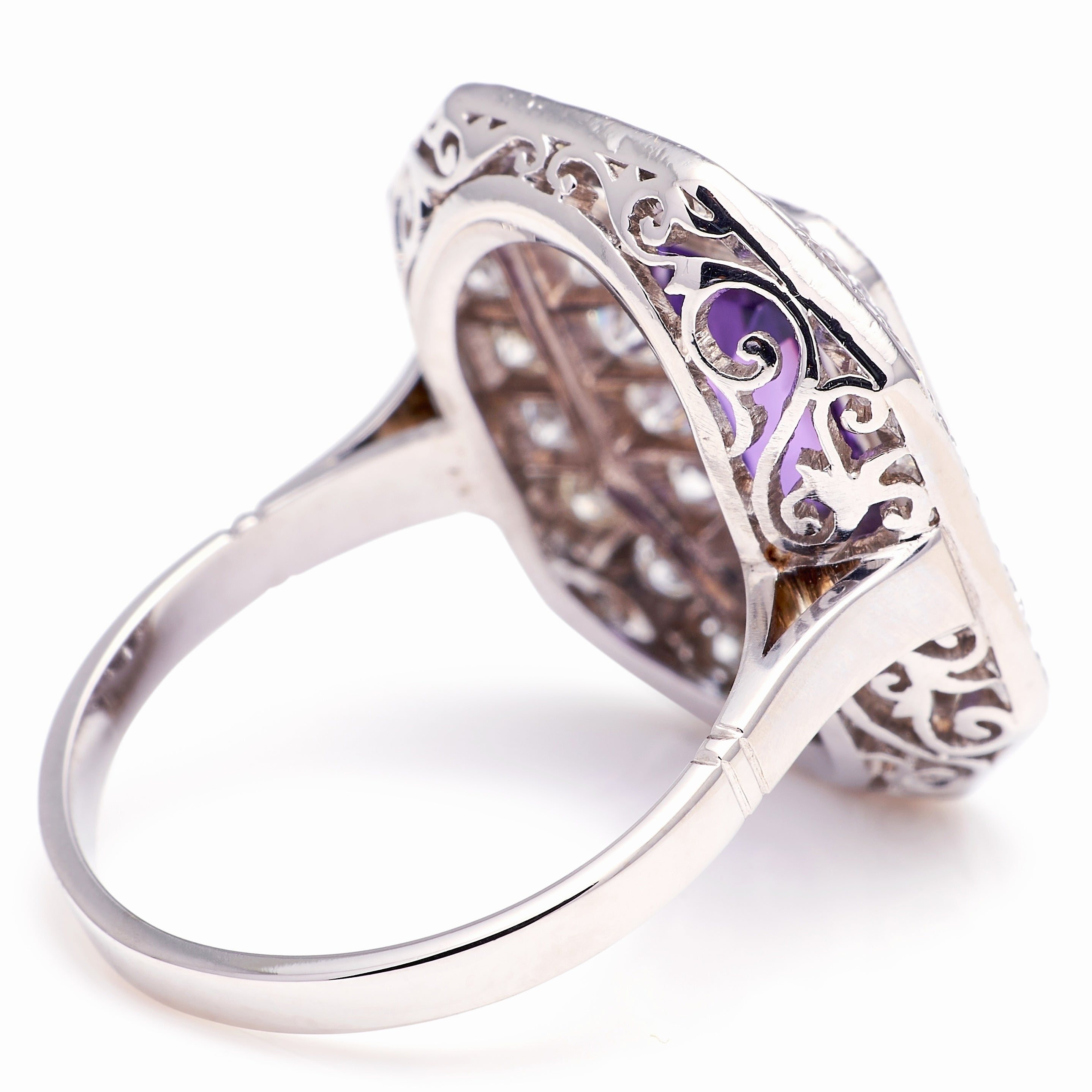 Vintage, Art Deco amethyst & diamond double cluster ring