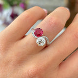 Antique, 1930s ruby & diamond toi et moi ring