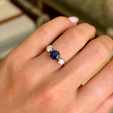 Vintage, 1930s sapphire & diamond three-stone ring
