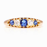 Antique, Edwardian sapphire & diamond five-stone ring