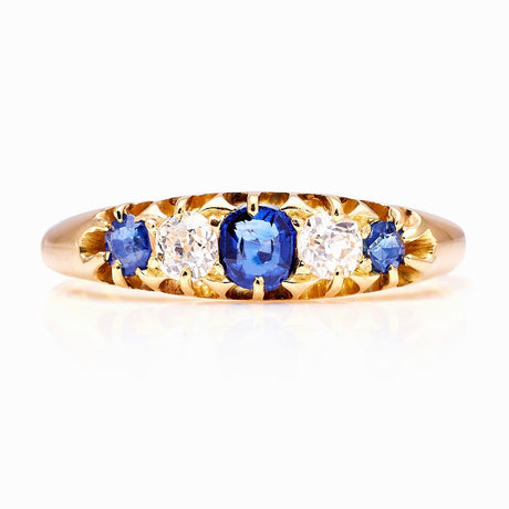 Antique, Edwardian sapphire & diamond five-stone ring