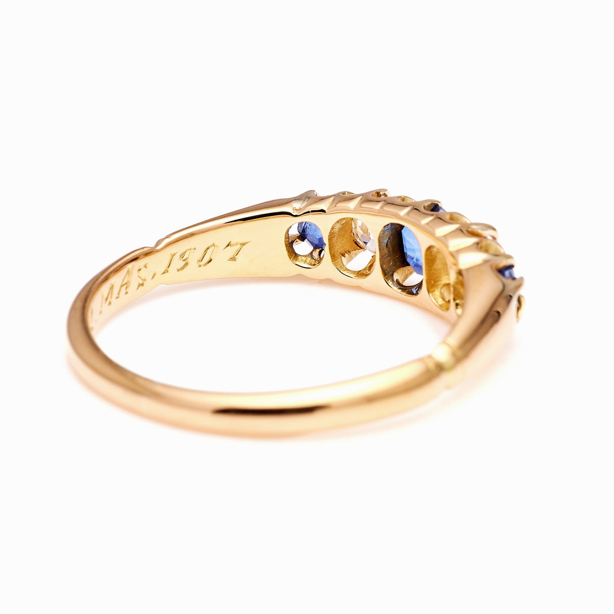 Antique, Edwardian sapphire & diamond five-stone ring
