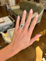 Vintage, 1940s green sapphire & diamond cluster ring