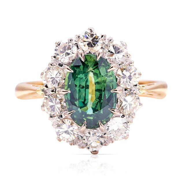 Vintage, 1940s sapphire & diamond cluster ring