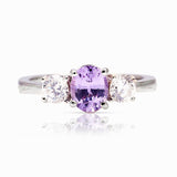 Vintage, 1980s pink sapphire & diamond three-stone ring