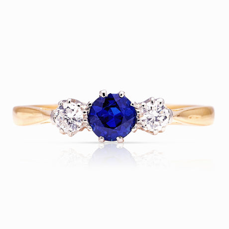 Vintage, Art Deco sapphire & diamond three-stone ring