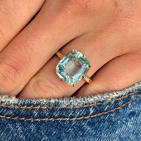 Contemporary, aquamarine cocktail ring