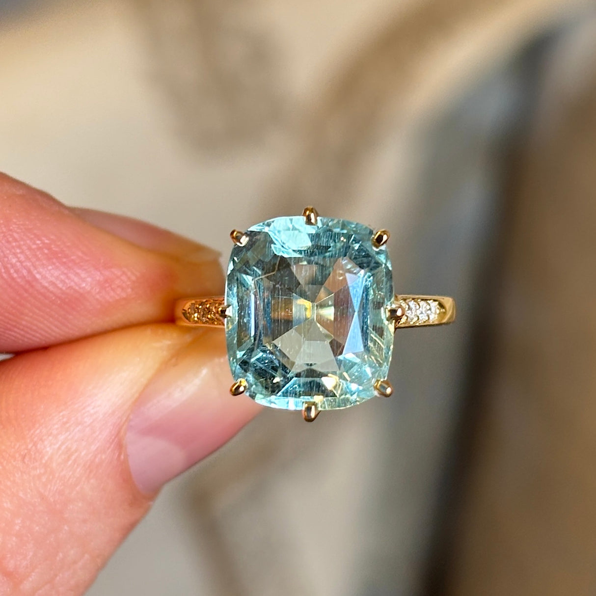 Contemporary, aquamarine cocktail ring