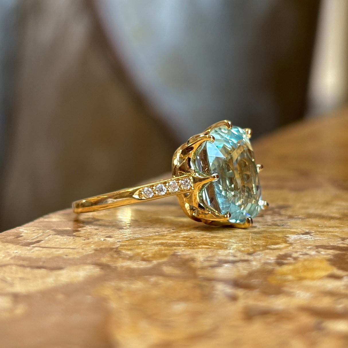 Contemporary, aquamarine cocktail ring