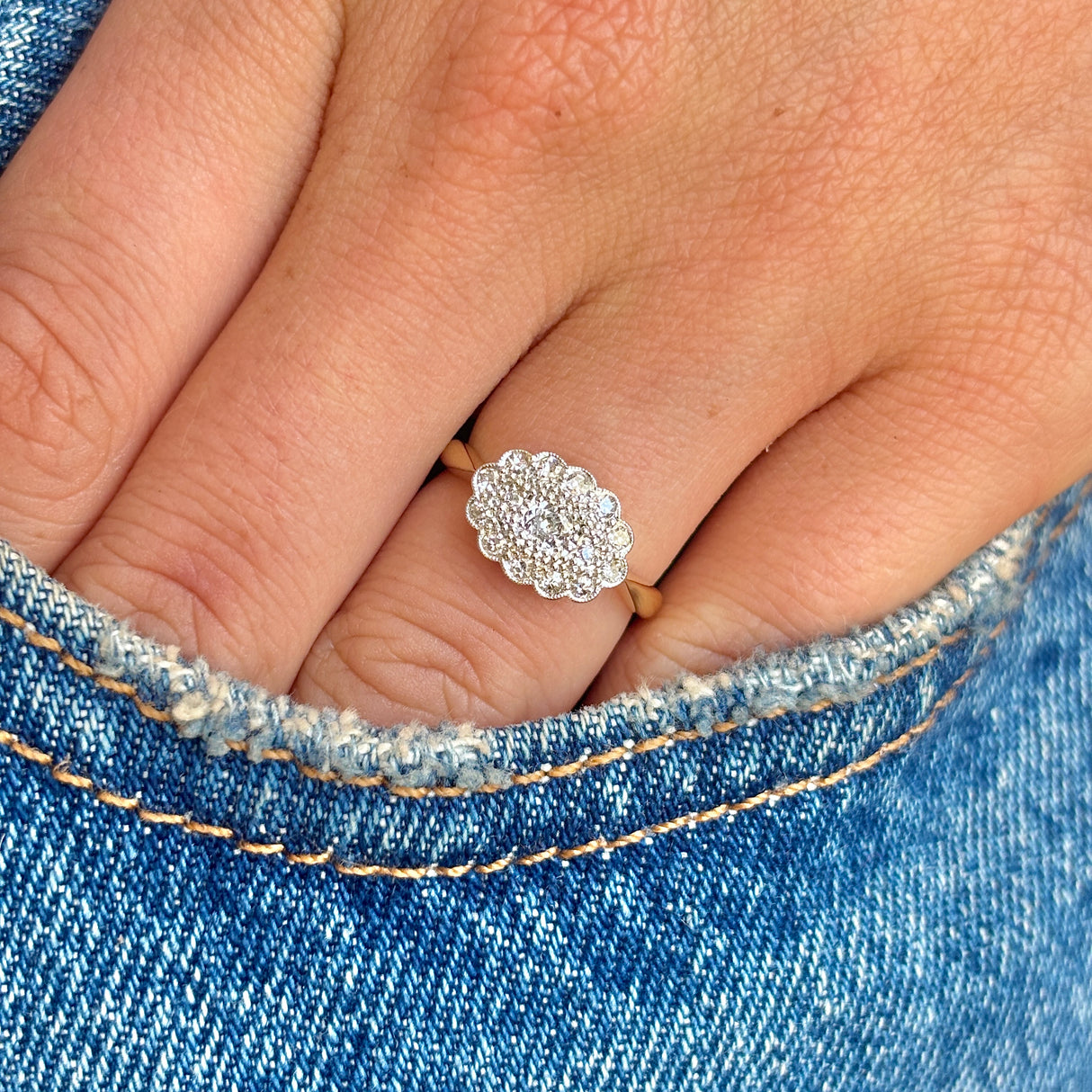 Vintage, 1930s diamond cluster ring