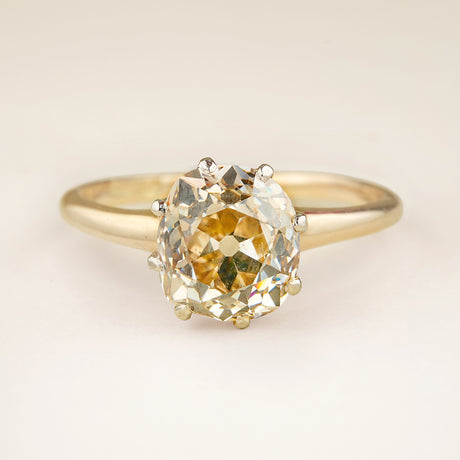Antique, Edwardian tinted-brown old-cut diamond engagement ring