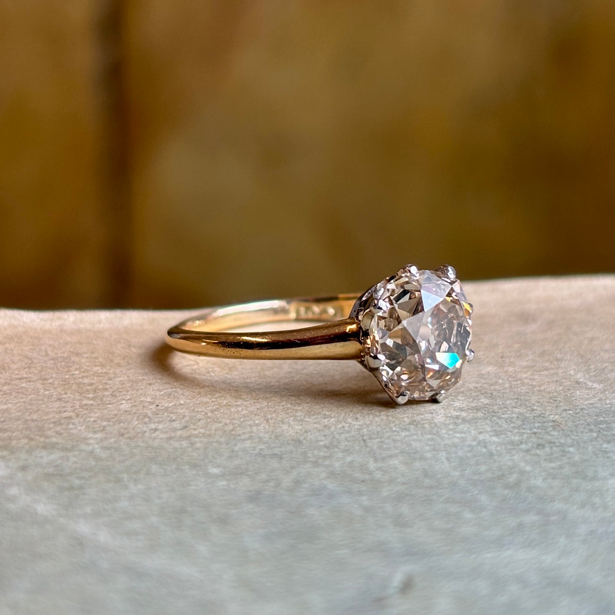 Antique, Edwardian tinted-brown old-cut diamond engagement ring