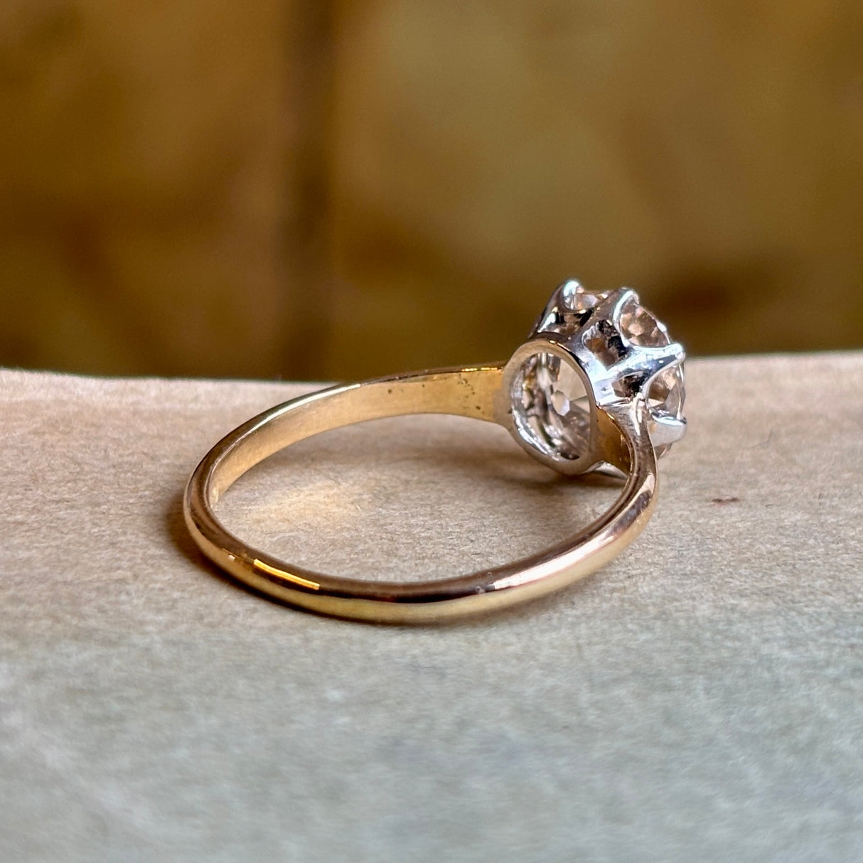Antique, Edwardian tinted-brown old-cut diamond engagement ring