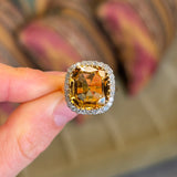 Antique, Edwardian topaz & diamond cluster ring
