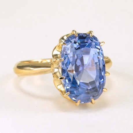 Antique, Victorian 7.50ct Ceylon cornflower-blue sapphire solitaire ring