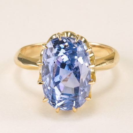 Antique, Victorian 7.50ct Ceylon cornflower-blue sapphire solitaire ring