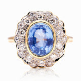 Vintage, 1950s sapphire & diamond cluster ring