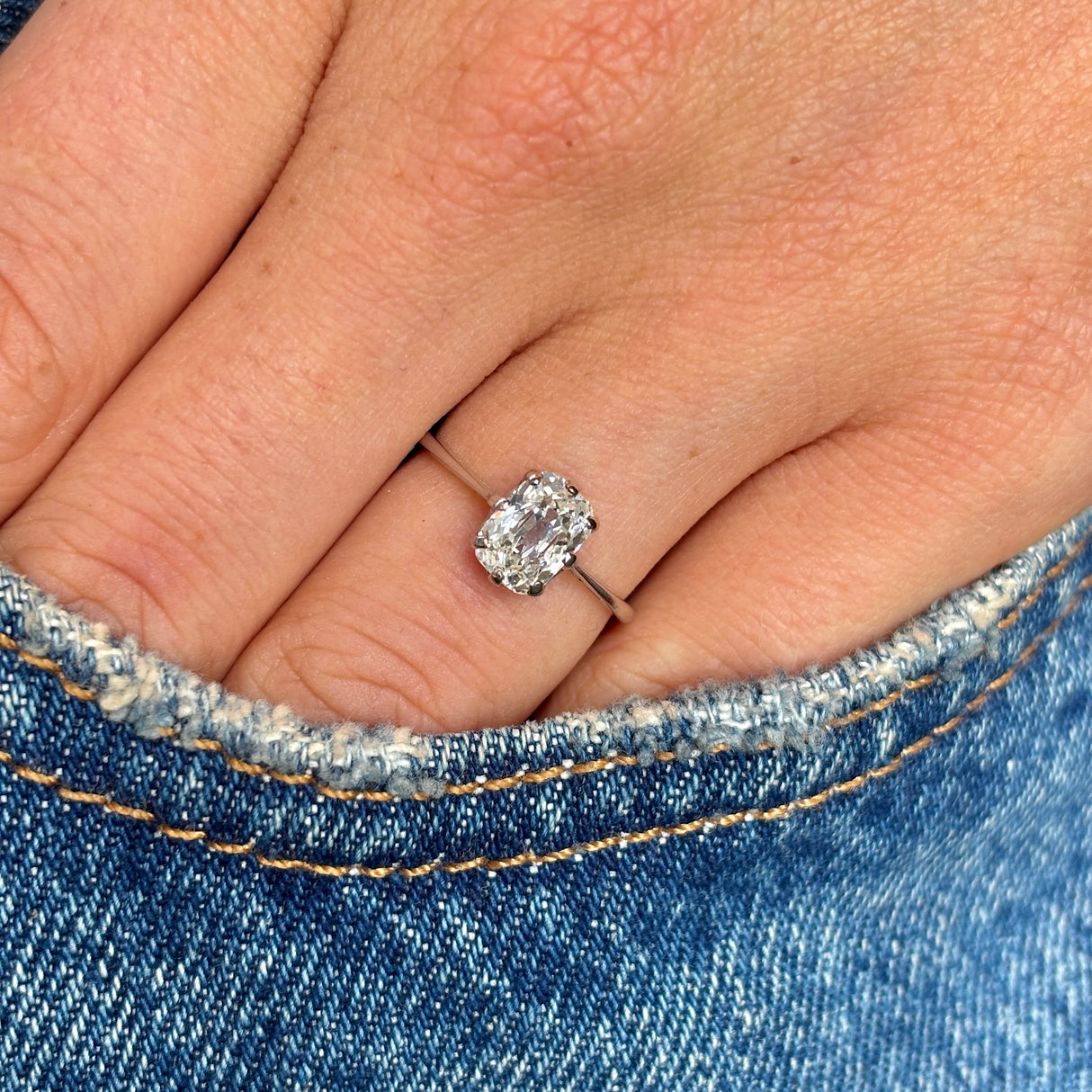 Antique, Edwardian old-cut diamond solitaire ring