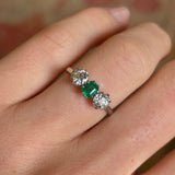 Vintage, Art Deco emerald & diamond three-stone ring