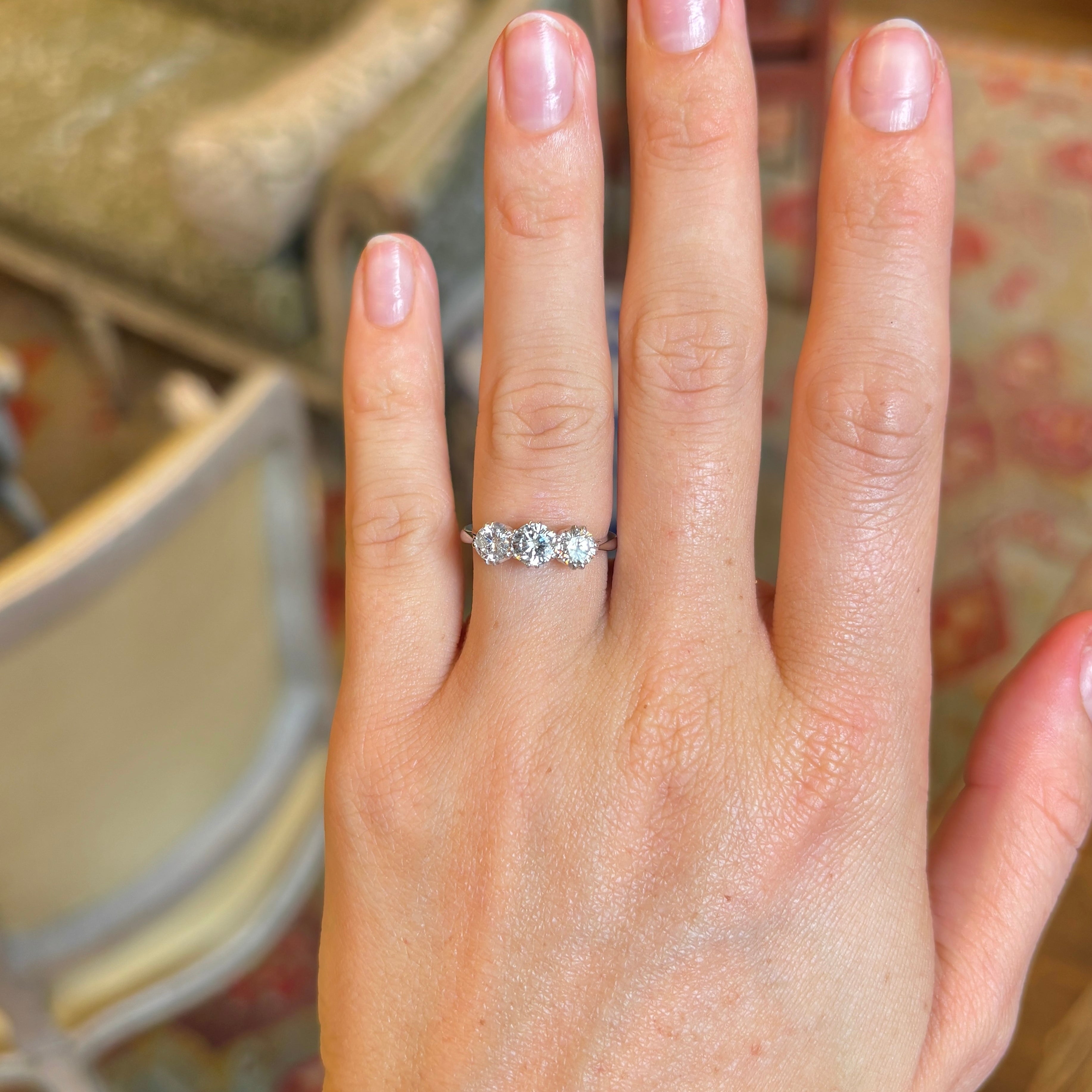 Vintage, Art Deco three-stone diamond ring