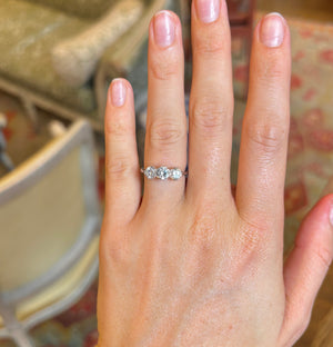 Vintage, Art Deco three-stone diamond ring