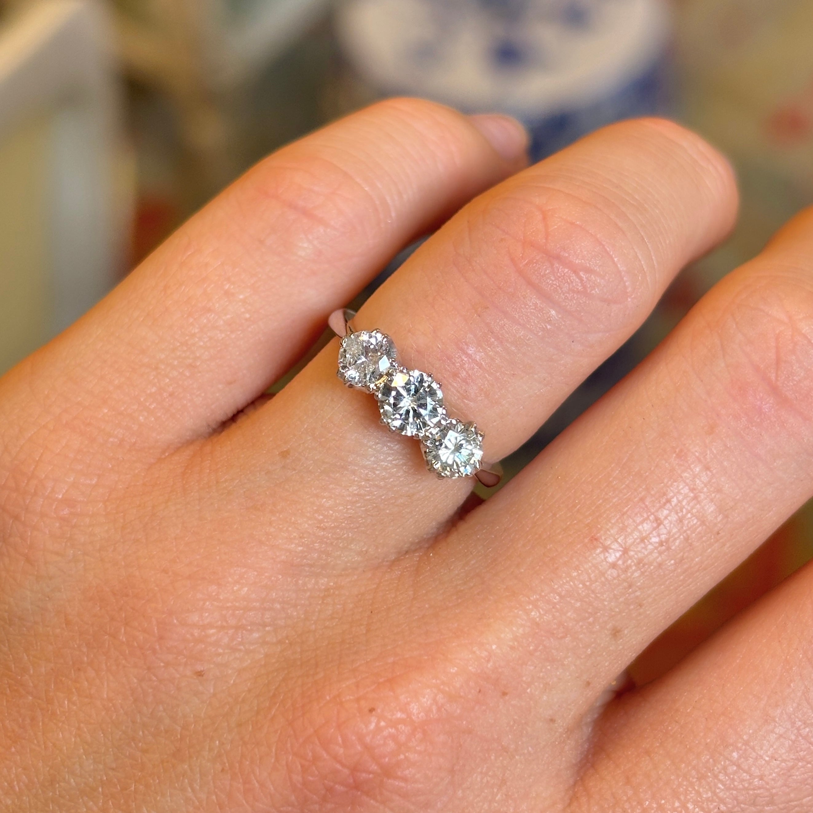 Vintage, Art Deco three-stone diamond ring