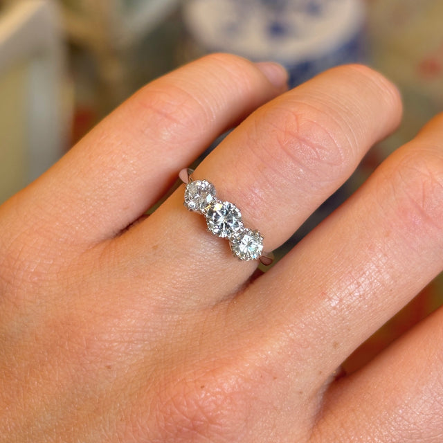 Vintage, Art Deco three-stone diamond ring